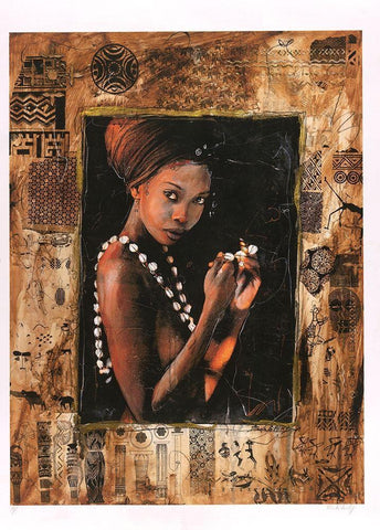 African- Different Frame I Black Ornate Wood Framed Art Print with Double Matting by Wiley, Marta