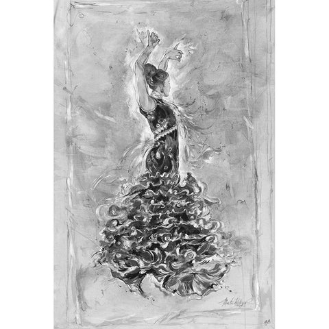 Flamenco On Linen White Modern Wood Framed Art Print by Wiley, Marta