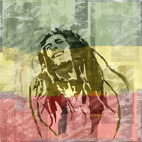 Bob Marley White Modern Wood Framed Art Print with Double Matting by Wiley, Marta