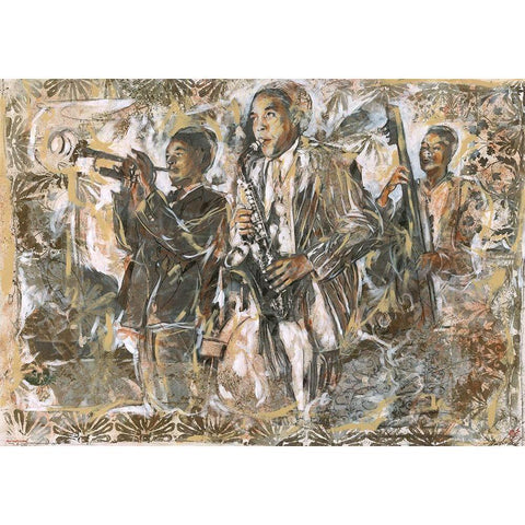 Jazz I Black Modern Wood Framed Art Print with Double Matting by Wiley, Marta