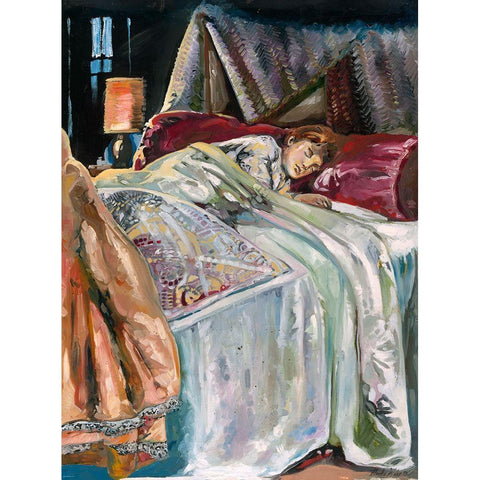 Child Sleeping Black Modern Wood Framed Art Print with Double Matting by Wiley, Marta