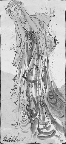 India Ink Dancer I Black Ornate Wood Framed Art Print with Double Matting by Wiley, Marta