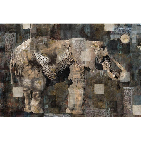 Elephant Black Modern Wood Framed Art Print with Double Matting by Wiley, Marta