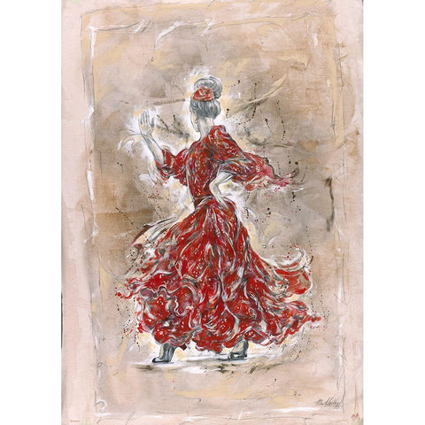 Flamenco Darker Red White Modern Wood Framed Art Print by Wiley, Marta