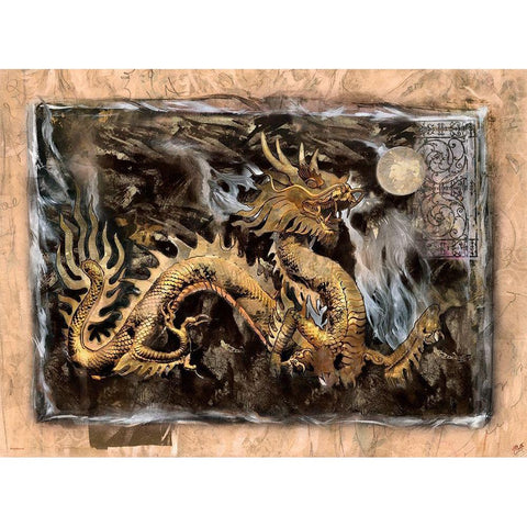 Dragon Moon Gold Ornate Wood Framed Art Print with Double Matting by Wiley, Marta