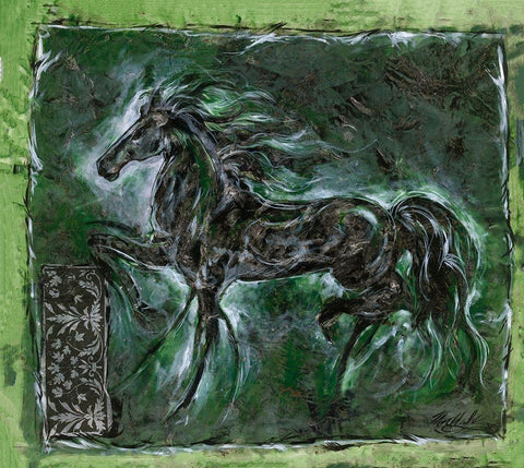 Green Lepa Zena Black Ornate Wood Framed Art Print with Double Matting by Wiley, Marta