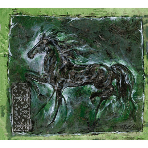 Green Lepa Zena Black Modern Wood Framed Art Print by Wiley, Marta