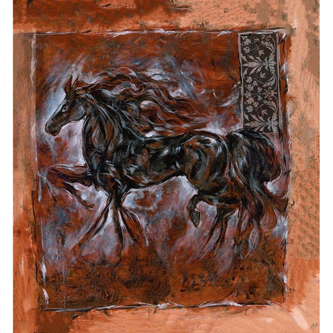 Sepia Horse Black Modern Wood Framed Art Print with Double Matting by Wiley, Marta