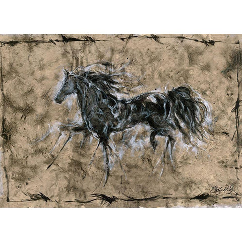 Crackle horse Black Modern Wood Framed Art Print with Double Matting by Wiley, Marta