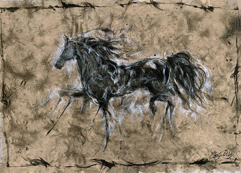 Crackle horse White Modern Wood Framed Art Print with Double Matting by Wiley, Marta