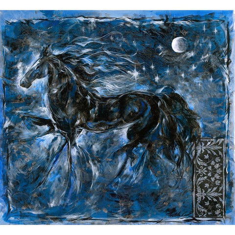 Blue Horse White Modern Wood Framed Art Print by Wiley, Marta