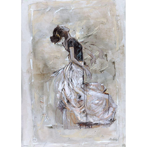 Dancer On Linen White Modern Wood Framed Art Print by Wiley, Marta