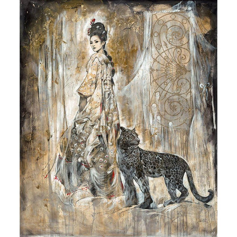 Golden Geisha White Modern Wood Framed Art Print by Wiley, Marta