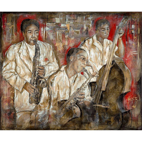 Jazz Red Oversize Gold Ornate Wood Framed Art Print with Double Matting by Wiley, Marta