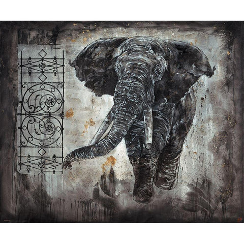 Elephant Black Modern Wood Framed Art Print with Double Matting by Wiley, Marta