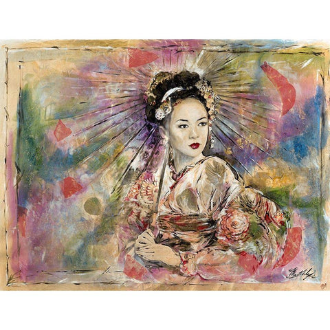 Geisha VI White Modern Wood Framed Art Print by Wiley, Marta