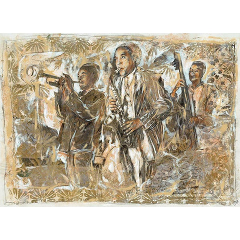 Jazz Patterns White Modern Wood Framed Art Print by Wiley, Marta