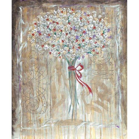 Floral different hues White Modern Wood Framed Art Print by Wiley, Marta