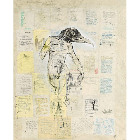 Raven Girl White Modern Wood Framed Art Print by Wiley, Marta