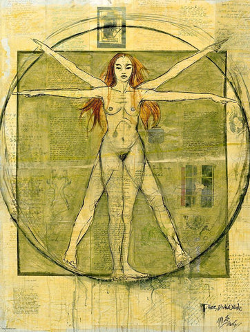 Female Micheal Angelo Black Ornate Wood Framed Art Print with Double Matting by Wiley, Marta