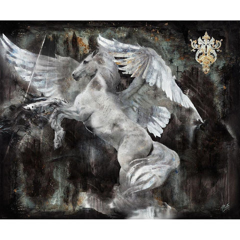 White Pegasus Black Modern Wood Framed Art Print with Double Matting by Wiley, Marta