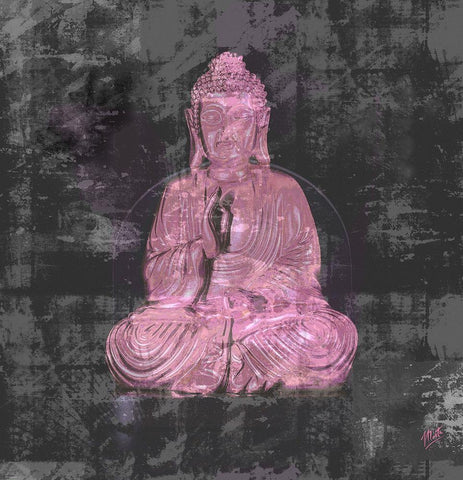 Pink Buddah White Modern Wood Framed Art Print with Double Matting by Wiley, Marta