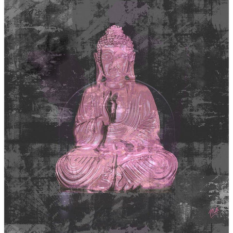 Pink Buddah Black Modern Wood Framed Art Print with Double Matting by Wiley, Marta