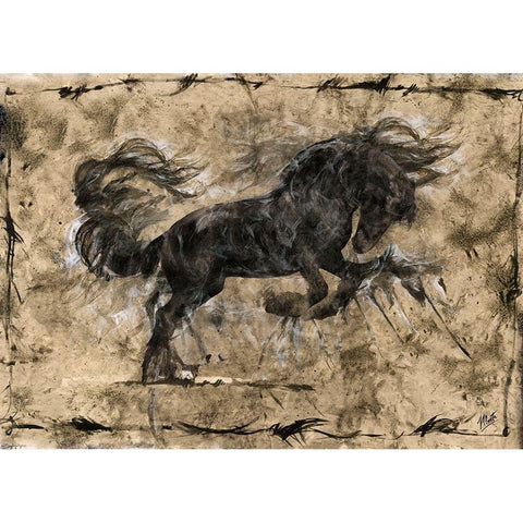 Mustang Gold Ornate Wood Framed Art Print with Double Matting by Wiley, Marta