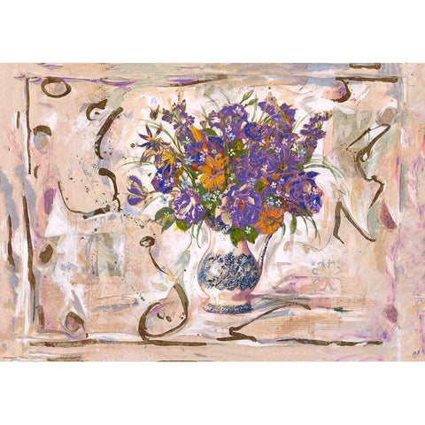 Purple Flowers White Modern Wood Framed Art Print by Wiley, Marta