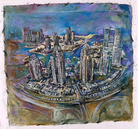 Dubai III White Modern Wood Framed Art Print with Double Matting by Wiley, Marta