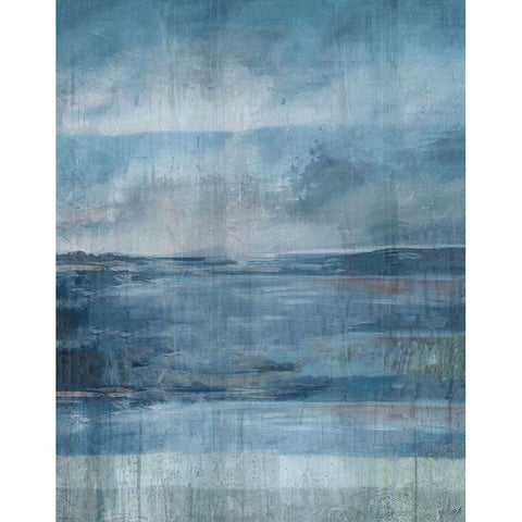 Blue Ocean Abstract White Modern Wood Framed Art Print by Wiley, Marta