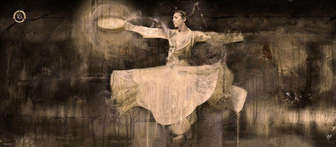 Sufi Dancer Sepia White Modern Wood Framed Art Print with Double Matting by Wiley, Marta