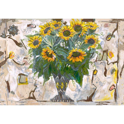 Yellow Floral Black Modern Wood Framed Art Print with Double Matting by Wiley, Marta