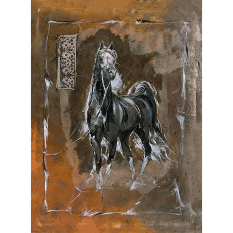 Horse Sepia Black Modern Wood Framed Art Print with Double Matting by Wiley, Marta