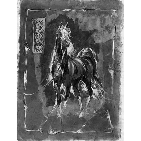 Horse BandW Black Modern Wood Framed Art Print with Double Matting by Wiley, Marta