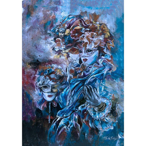 Venice I cyan blue Black Modern Wood Framed Art Print with Double Matting by Wiley, Marta