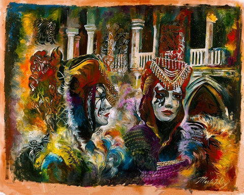 Venice Colorful  White Modern Wood Framed Art Print with Double Matting by Wiley, Marta