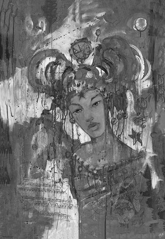 BandW Festive Black Ornate Wood Framed Art Print with Double Matting by Wiley, Marta