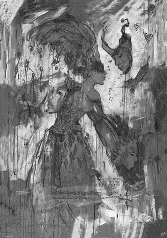 BandW Festive II White Modern Wood Framed Art Print with Double Matting by Wiley, Marta