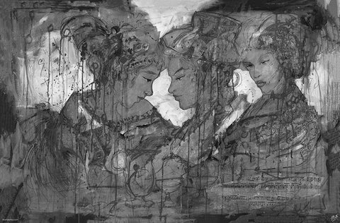 BandW Sketch II Black Ornate Wood Framed Art Print with Double Matting by Wiley, Marta