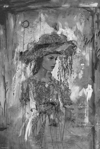 BandW Festive III Black Ornate Wood Framed Art Print with Double Matting by Wiley, Marta