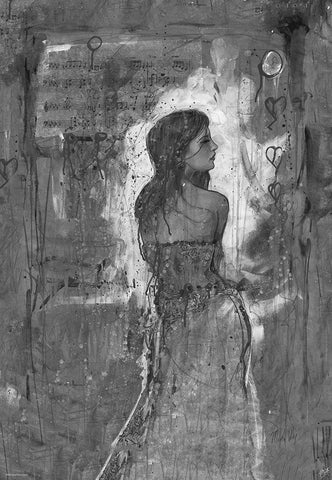 BandW Festive V Black Ornate Wood Framed Art Print with Double Matting by Wiley, Marta