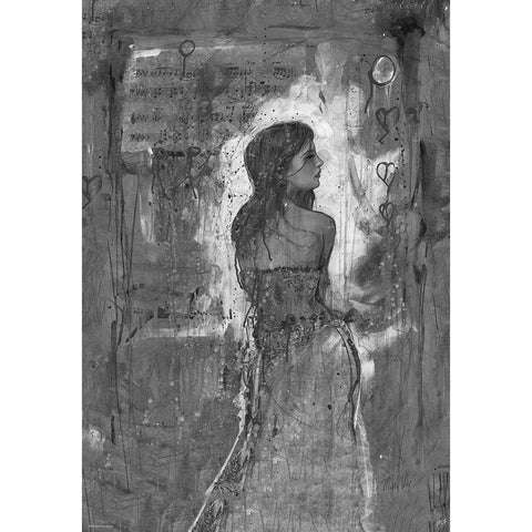 BandW Festive V Black Modern Wood Framed Art Print by Wiley, Marta