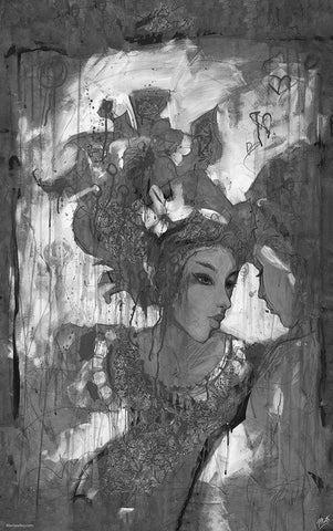 BandW Festive VI White Modern Wood Framed Art Print with Double Matting by Wiley, Marta