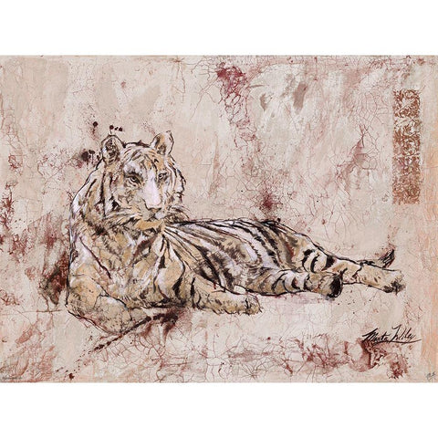 Beige, Tiger Black Modern Wood Framed Art Print with Double Matting by Wiley, Marta