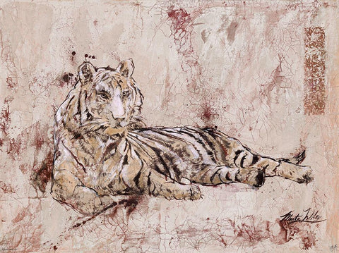 Beige, Tiger White Modern Wood Framed Art Print with Double Matting by Wiley, Marta