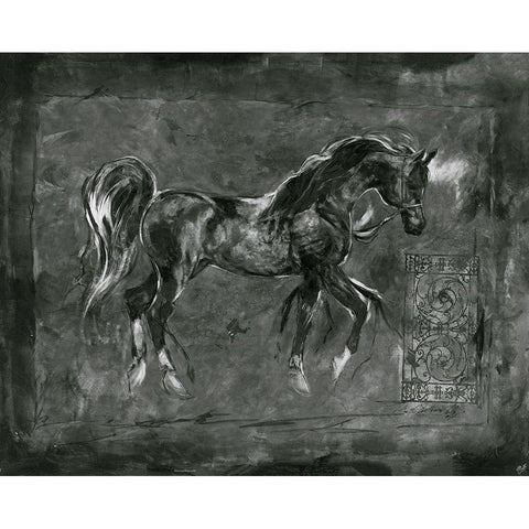 BandW Horse Black Modern Wood Framed Art Print with Double Matting by Wiley, Marta