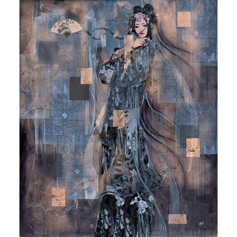 Geisha Tattoo I White Modern Wood Framed Art Print by Wiley, Marta