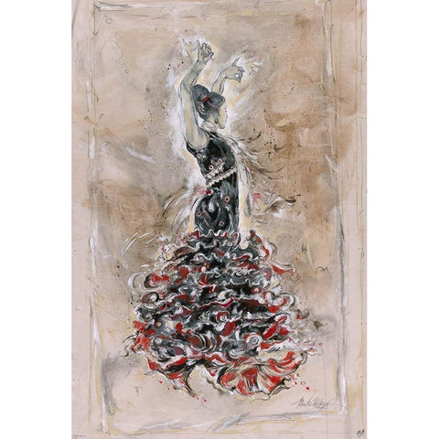 Dancer On Linen Black Modern Wood Framed Art Print with Double Matting by Wiley, Marta