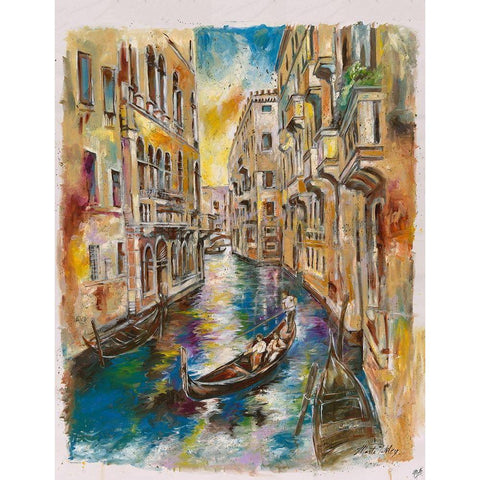 Golden Venice I Black Modern Wood Framed Art Print with Double Matting by Wiley, Marta